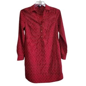 The Limited Womens Red Black Long Sleeve Collared Dress Size Small
